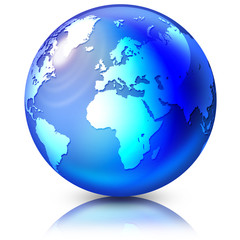 Mondo di Cristallo-Blue Crystal Globe-Monde Crystal Bleu