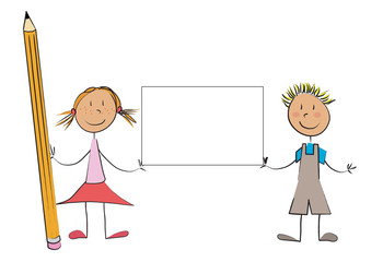 2 enfants papier crayon