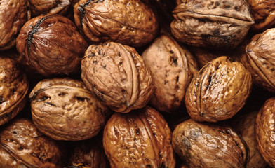 background of wet walnuts