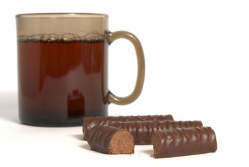 cup of tea and chocolate sweets
