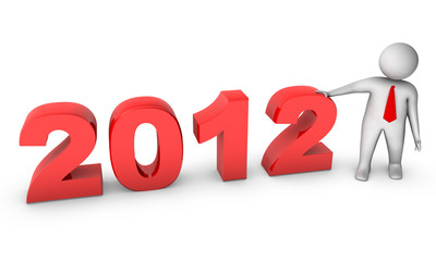 2012 with 3d businessman