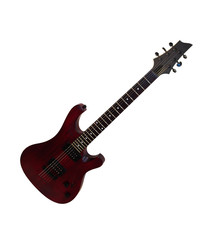 Fototapeta na wymiar Red electric guitar isolated on white