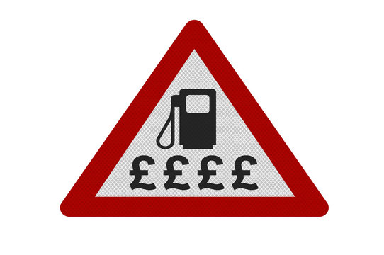 rising fuel costs sign, photo realistic, isolated