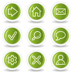 Basic web icons, green circle buttons