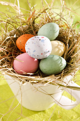 Easter chocolate eggs in the nest