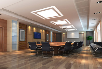 the computer generated 3d image of the modern conference hall