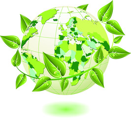 Globo Ecologico-Ecological Globe-Sphere Ecologique-Vector