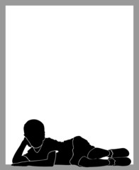 silhouette of lying boy