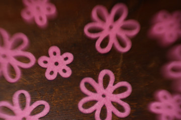 pink felt blossoms