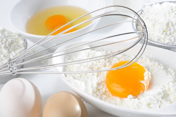 close up of flour,egg