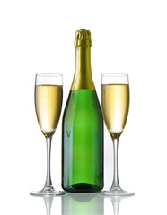 champagne bottle glasses elegant
