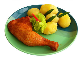 plate with chicke