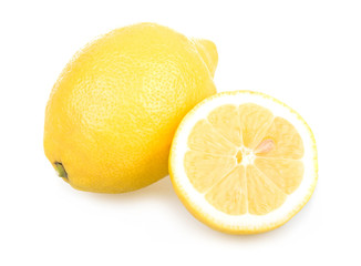Ripe Sliced Yellow Lemons Isolated