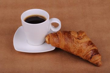 Black coffee and croissant