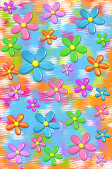 3d Daisies Fun Colors