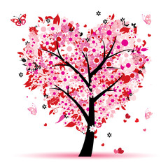 Fototapeta premium Valentine tree, love, leaf from hearts