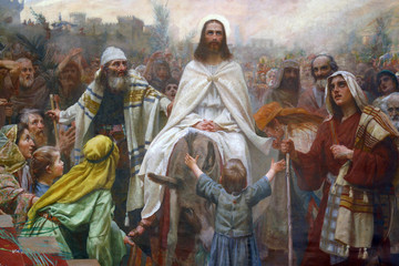 Jesus on Palm Sunday - obrazy, fototapety, plakaty