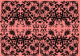 black rectangular decoration on pink