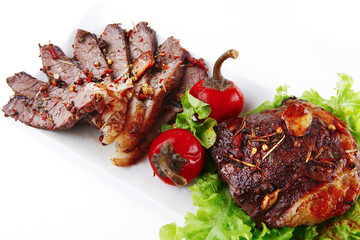 roast slices served on plate