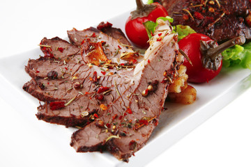 roast slices servded on plate