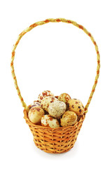 Eggs in a basket on a white background