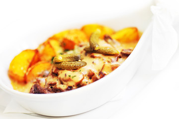 meat with mushrooms  and potato
