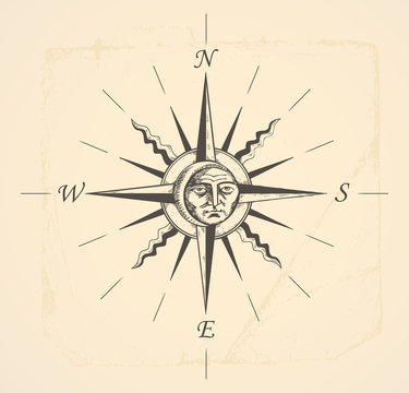 retro compass rose