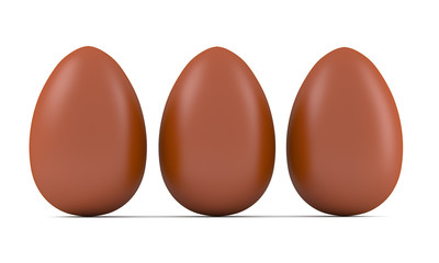 Chocolate eggs isoalted on white