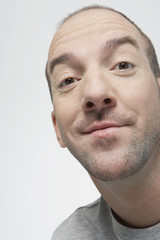 satisfied-looking man close-up