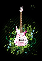 Floral abstract with electric guitar