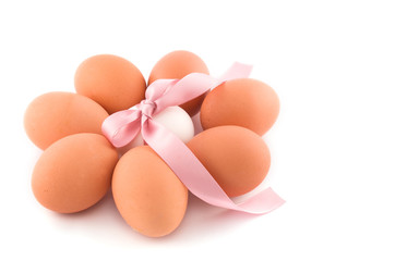 Eggs with pink bow