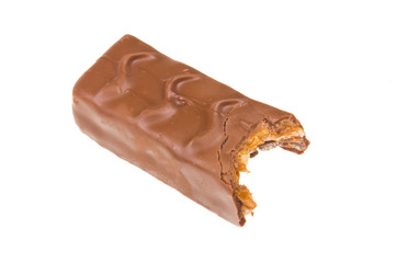 chocolate and caramel bars..isolated on white background