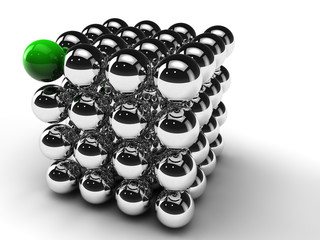 Kugel Würfel silber grün