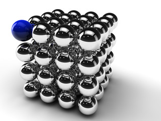 Kugel Würfel silber blau