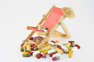 tabletten mit liegestuhl
