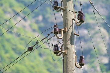 Wooden electric pole