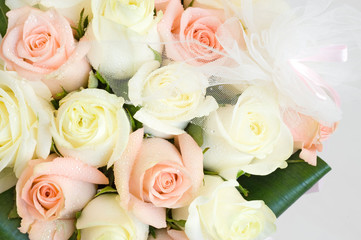 bouquet of white and pink roses for the bride