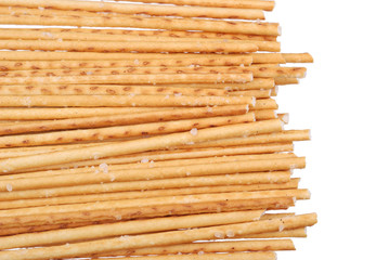 Salted breadsticks isolated on white
