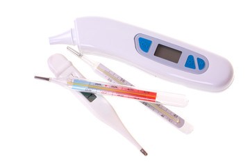 Digital and mercury thermometers