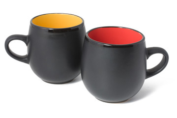 yellow and red cup on a white background