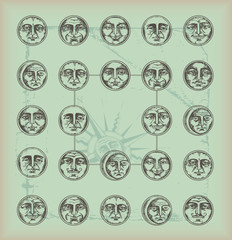 vintage background-circle faces