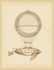 flying machine sketch- sepia