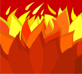 Red background with a flames