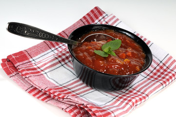 bowl with red sauce