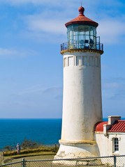Fototapeta na wymiar North Head Lighthouse on the Oregon Coast on a Clear, Sunny Day