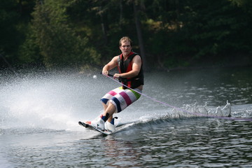 Wakeboarding around the lake