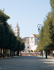 Public park with Cathedral view. Trani. Apulia.