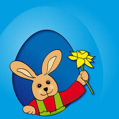 Osterhase mit Osterglocke, Illustration, Ostern
