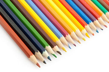 colored pencils on white background
