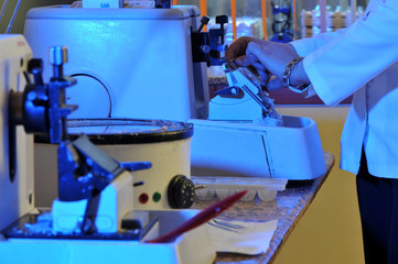 A female pathology laboratory assistants working